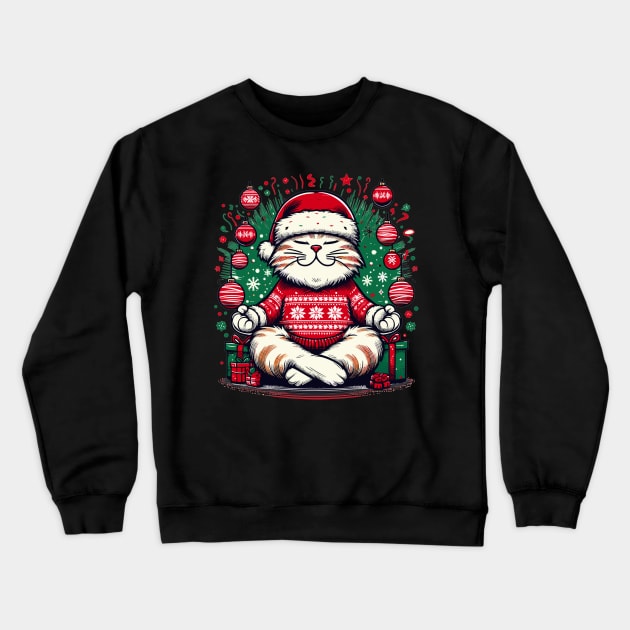 christmas zoning cat Crewneck Sweatshirt by AlephArt